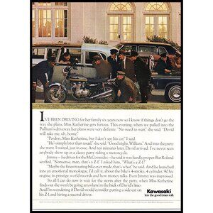 1975 Kawasaki Z-1 Motorcycle Cruiser Touring Vintage Print Ad Mansion Wall Art